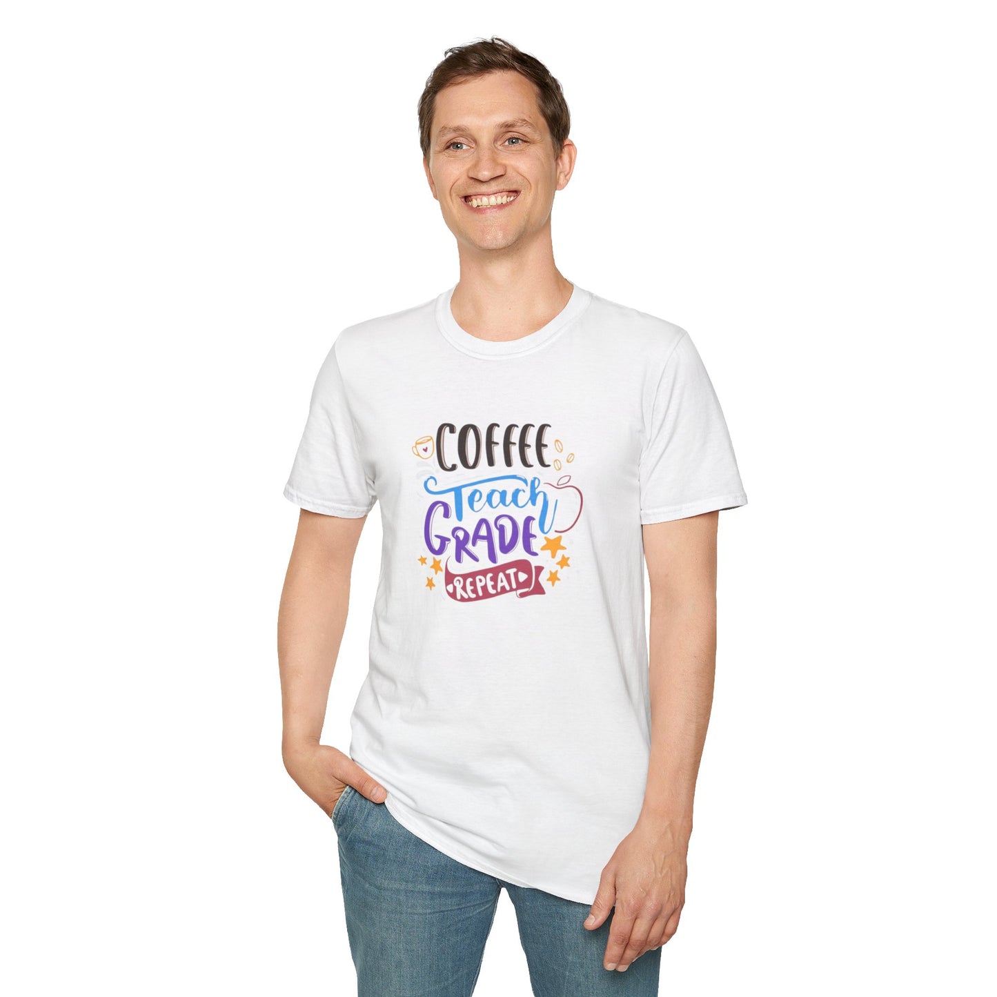 Coffee Teach Grade Repeat Unisex Softstyle T-Shirt