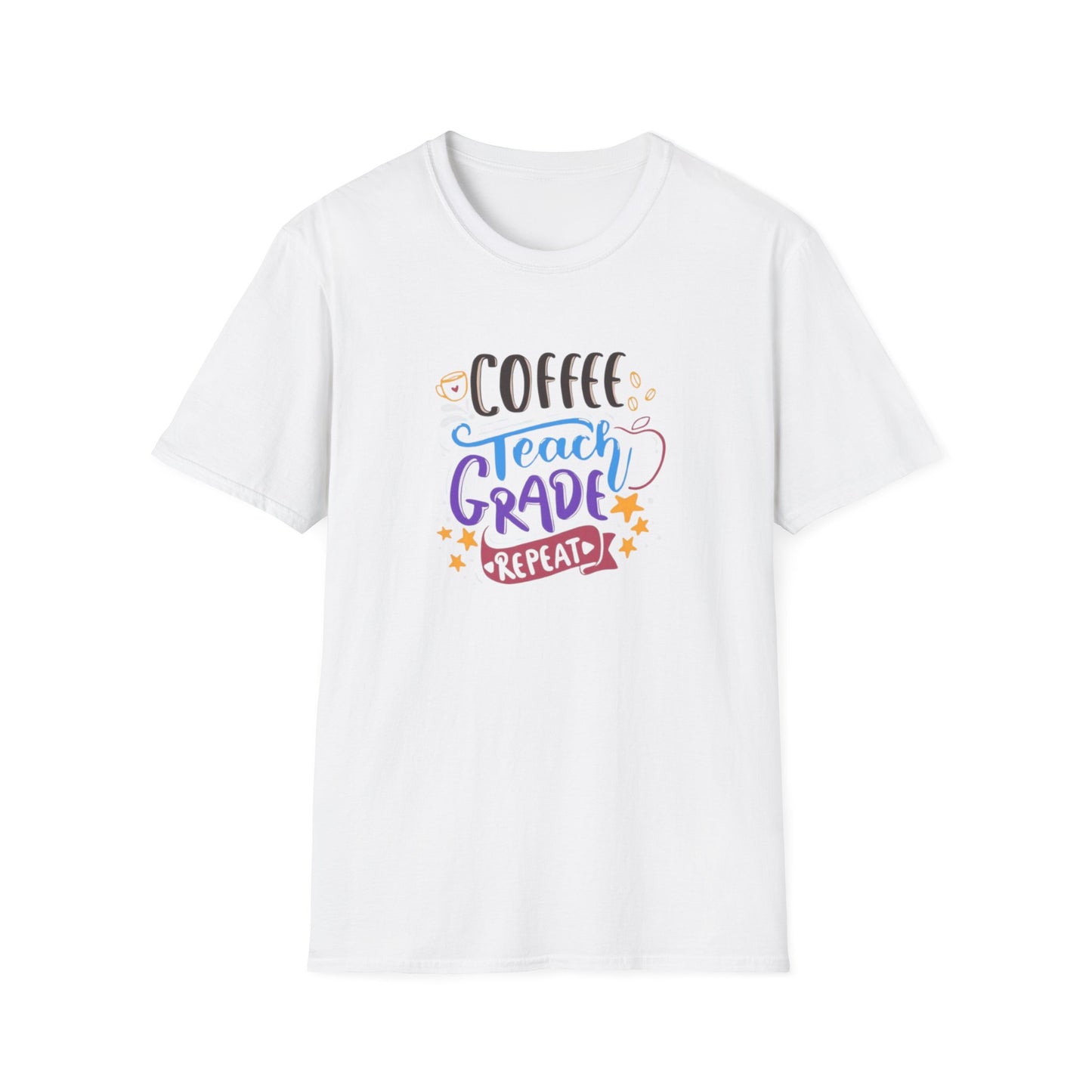 Coffee Teach Grade Repeat Unisex Softstyle T-Shirt
