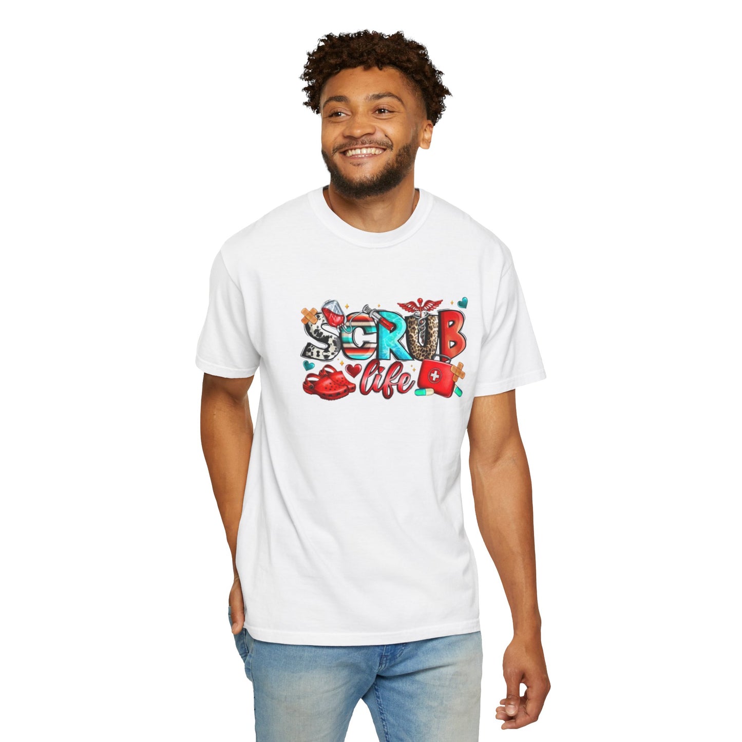 Colorful Unisex Garment-Dyed T-Shirt - Fun Street Art Design