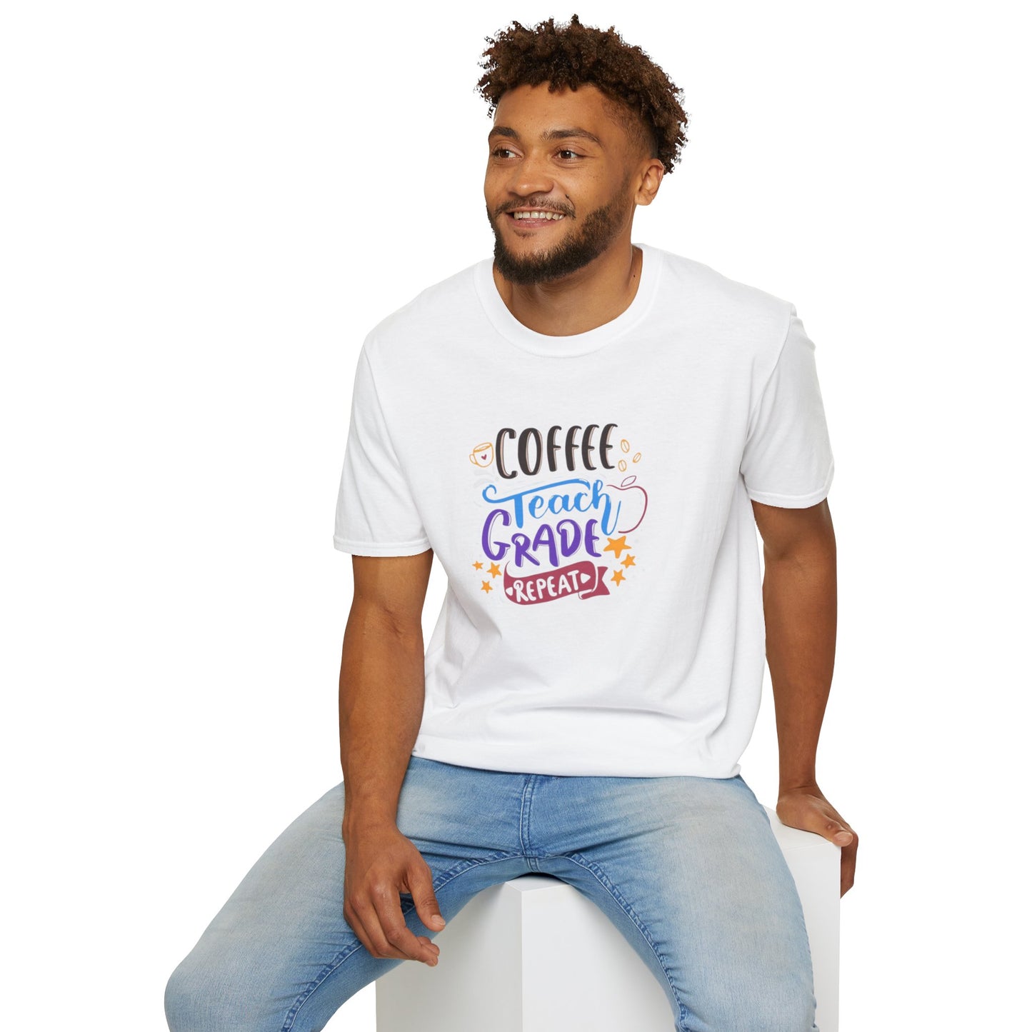 Coffee Teach Grade Repeat Unisex Softstyle T-Shirt