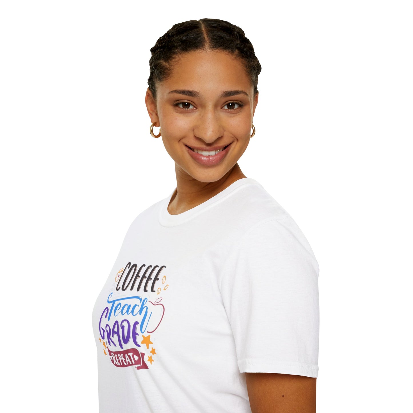 Coffee Teach Grade Repeat Unisex Softstyle T-Shirt