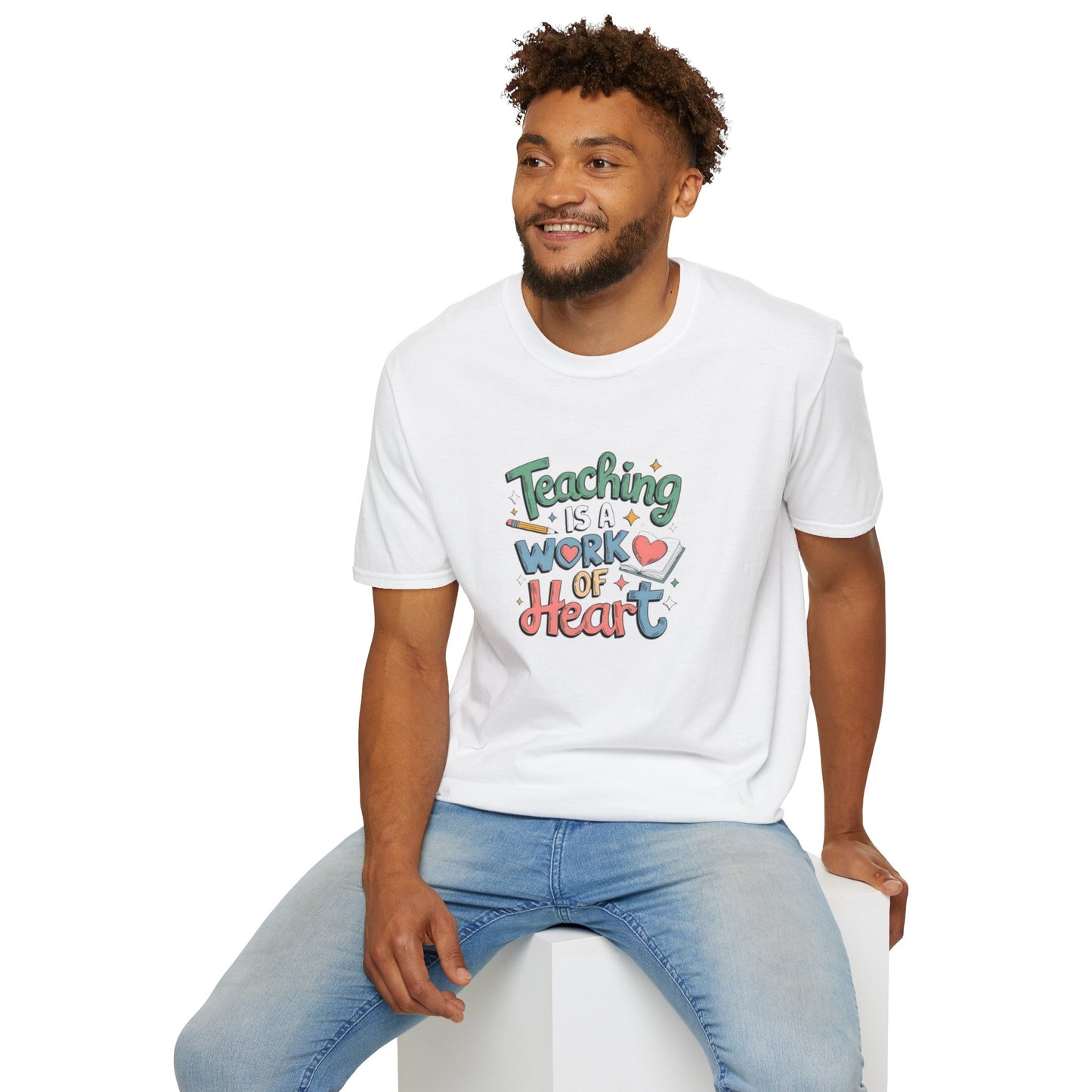 Inspirational Teaching T-Shirt - "Teaching is a Work of Heart" - Unisex Softstyle