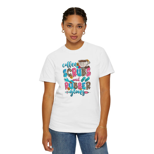 Coffee Scrubs and Rubber Gloves Unisex T-Shirt – Perfect for Nurses & Healthcare Workers